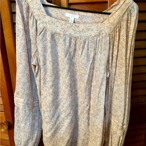 LC Lauren Conrad Cream Floral Blouse